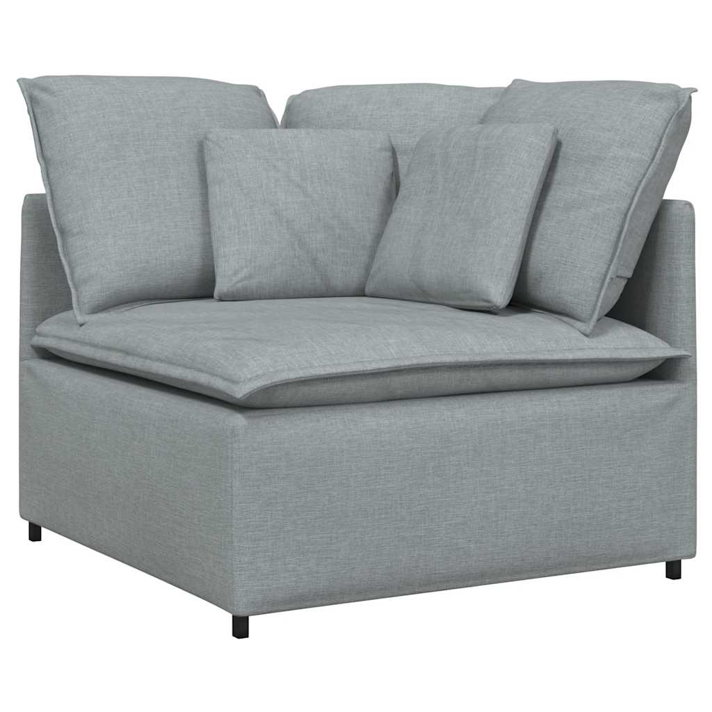 Canapé modulable avec coussins en tissu gris clair