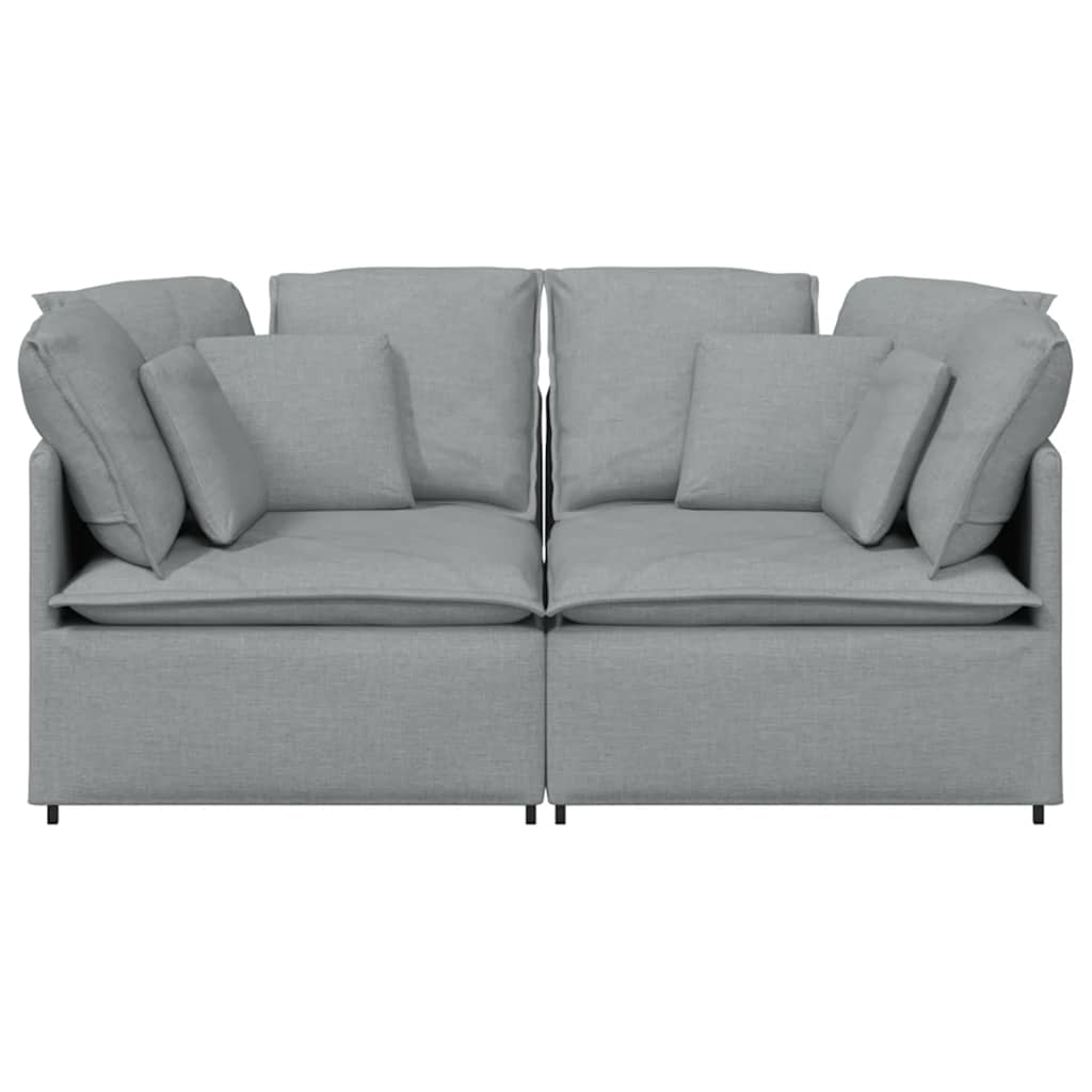 Canapé modulable avec coussins en tissu gris clair