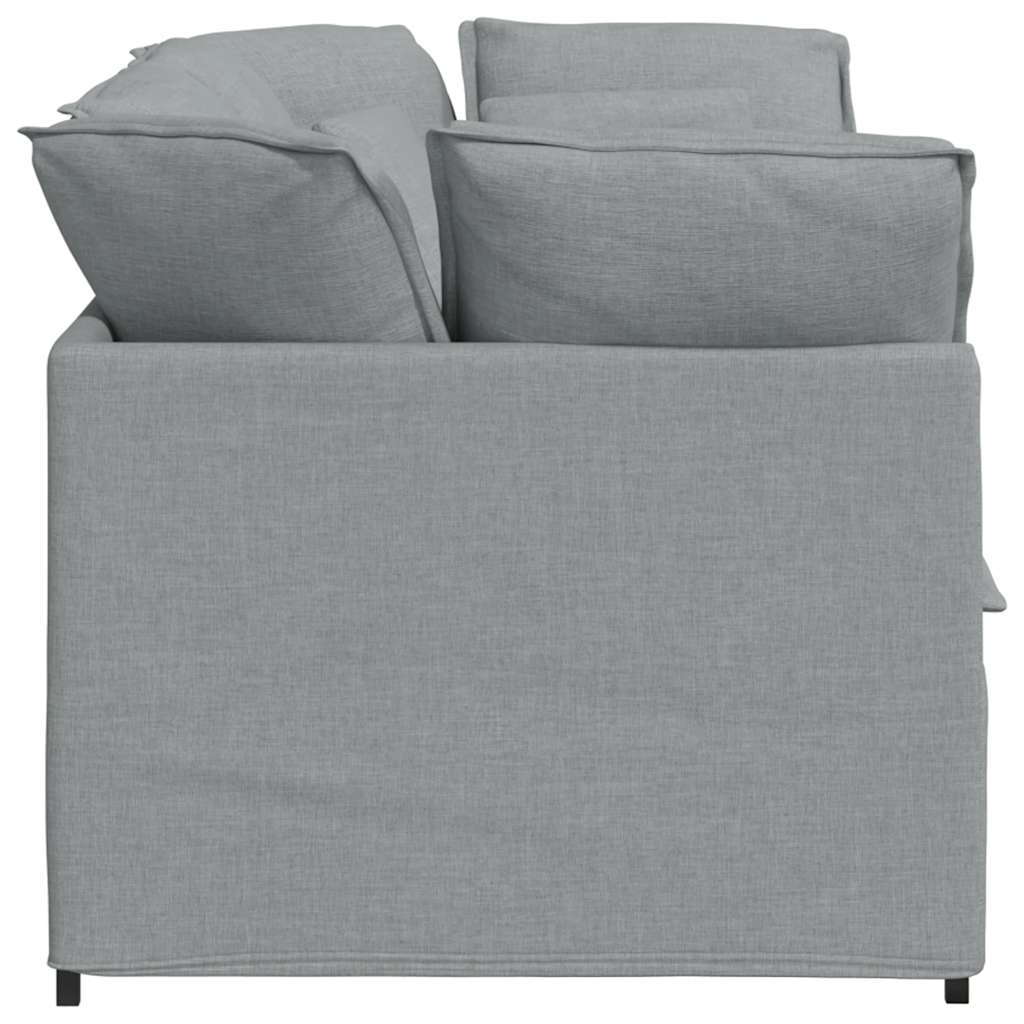 Canapé modulable avec coussins en tissu gris clair