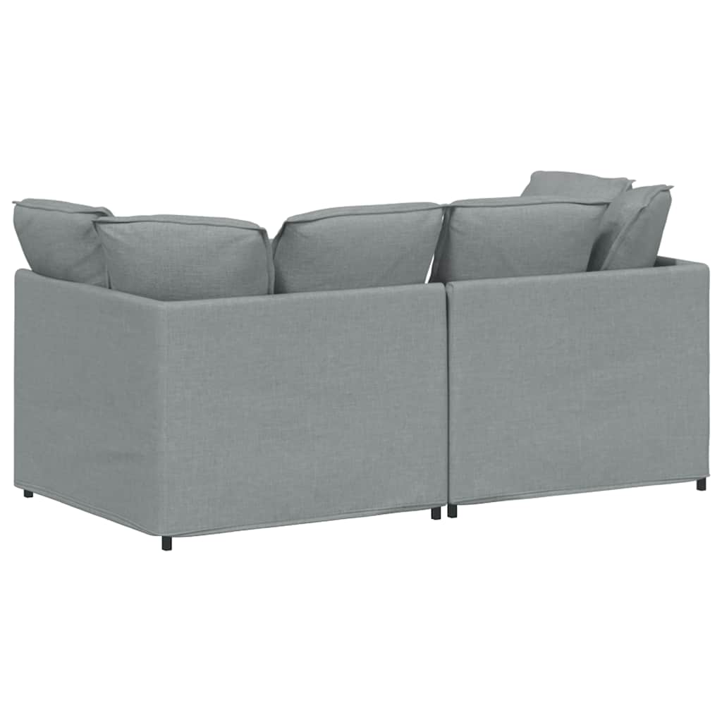 Canapé modulable avec coussins en tissu gris clair