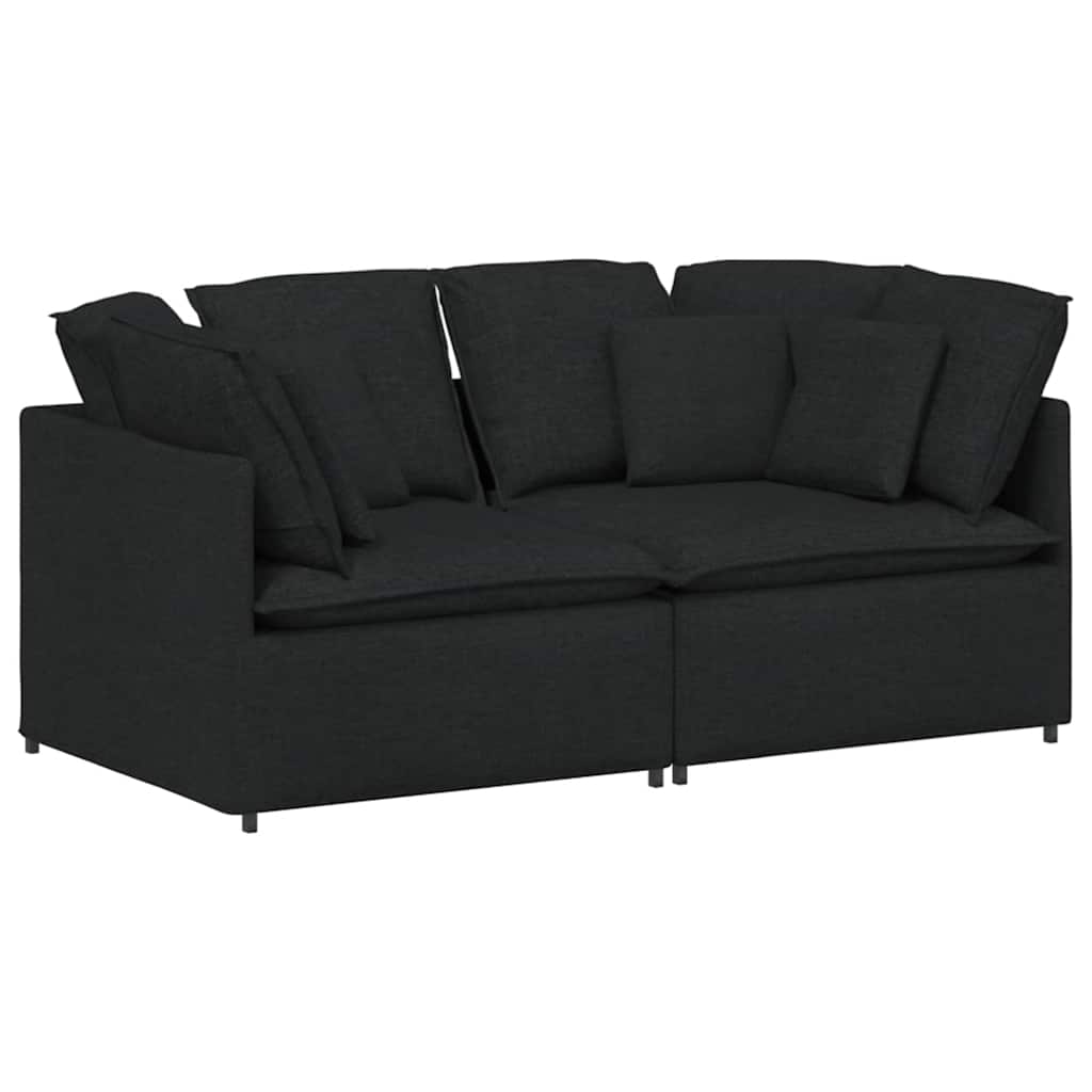 Canapé modulable avec coussins en tissu noir