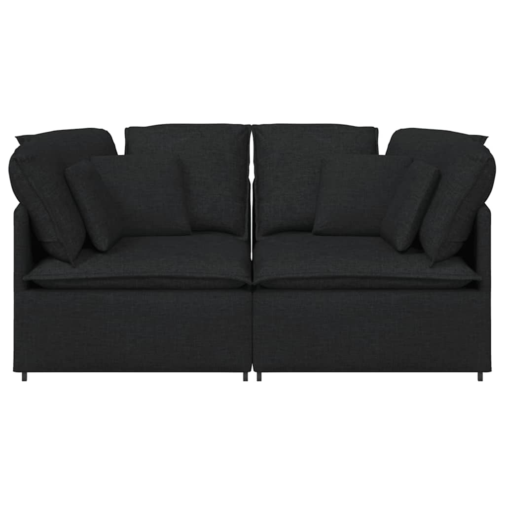 Canapé modulable avec coussins en tissu noir