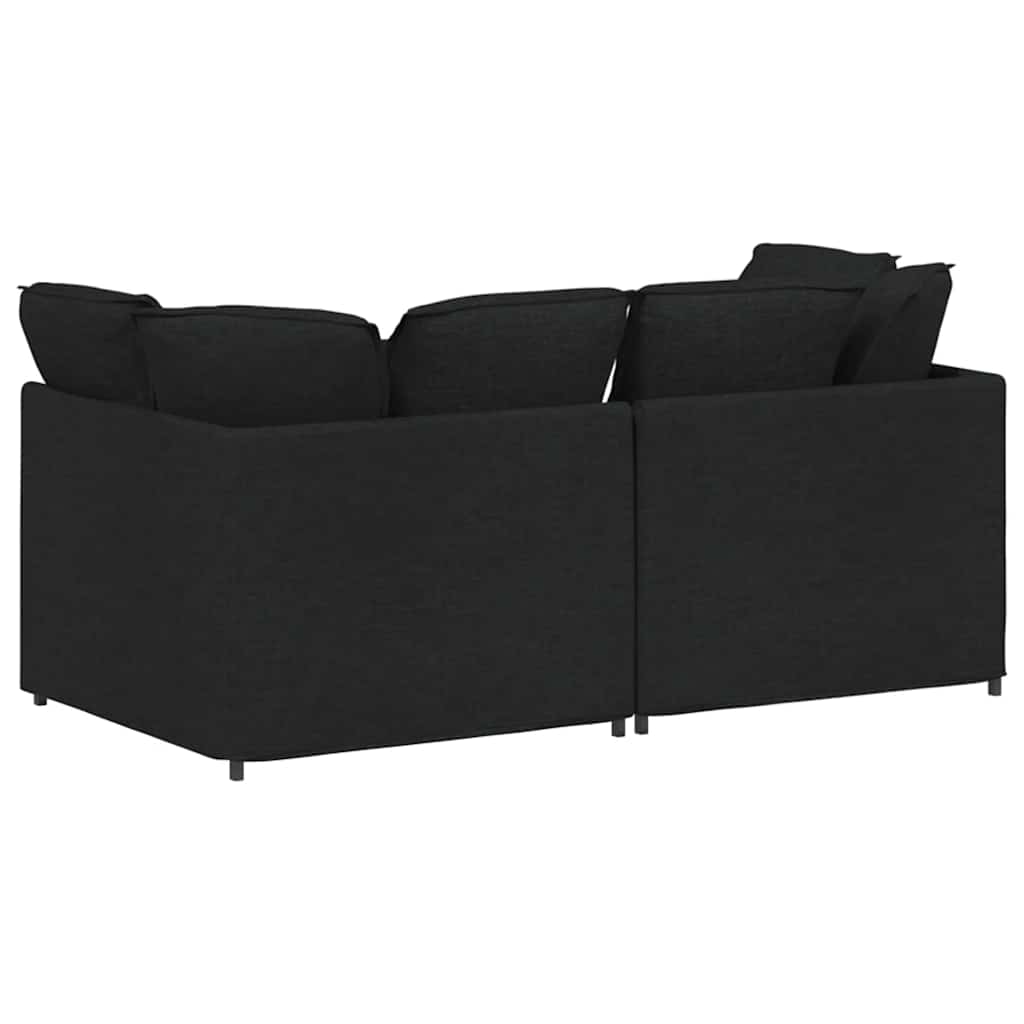 Canapé modulable avec coussins en tissu noir