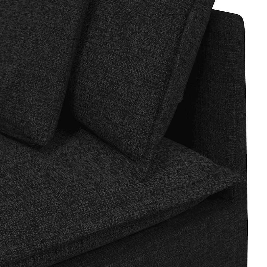 Canapé modulable avec coussins en tissu noir