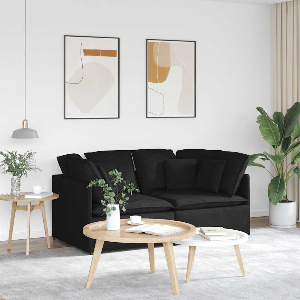 Canapé modulable avec coussins en tissu noir