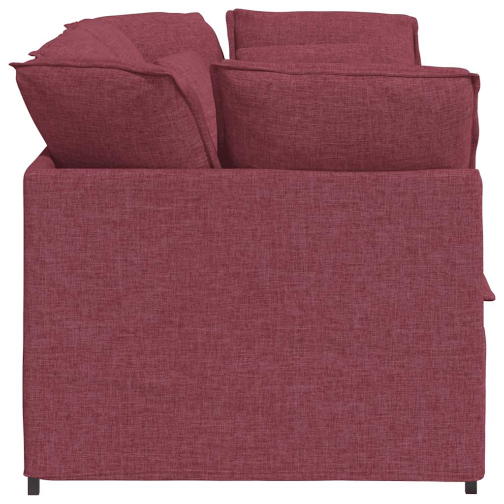 Canapé modulable avec coussins en tissu rouge vin