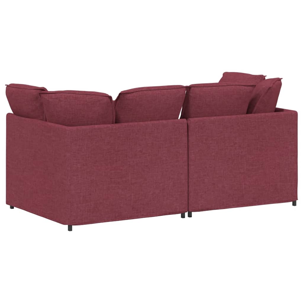 Canapé modulable avec coussins en tissu rouge vin