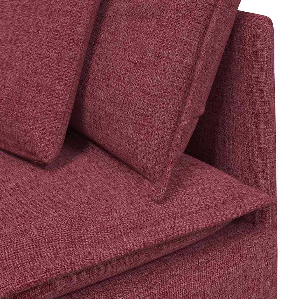 Canapé modulable avec coussins en tissu rouge vin
