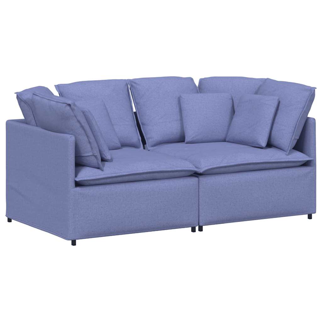 Canapé modulable avec coussins en tissu bleu denim