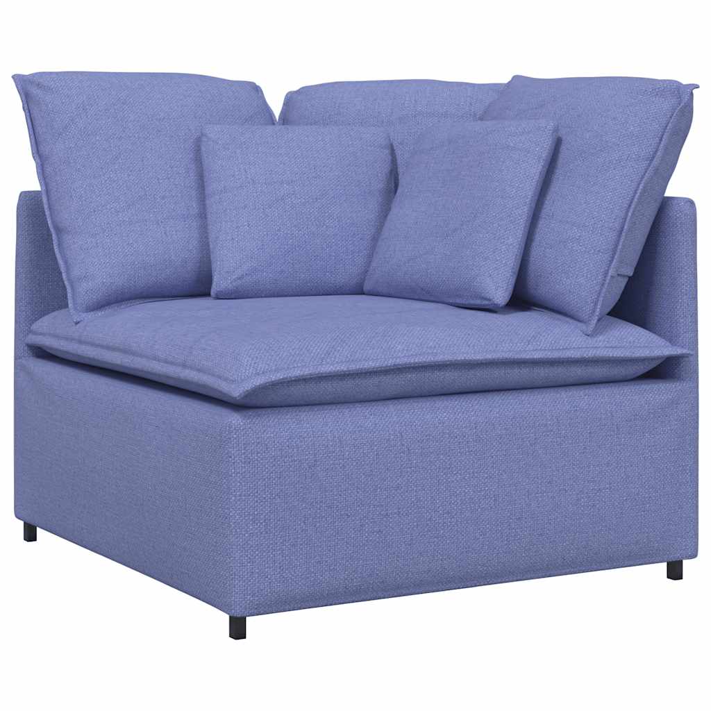 Canapé modulable avec coussins en tissu bleu denim