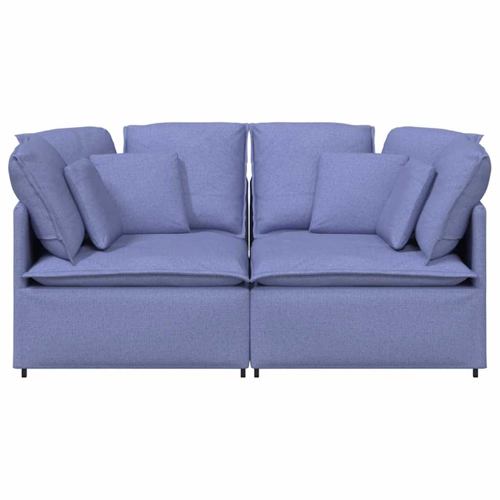 Canapé modulable avec coussins en tissu bleu denim