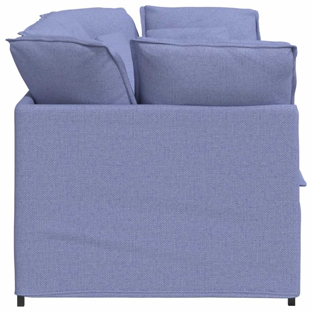 Canapé modulable avec coussins en tissu bleu denim