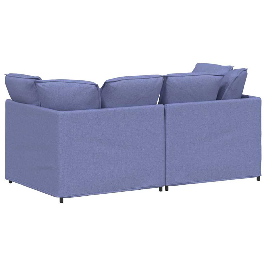 Canapé modulable avec coussins en tissu bleu denim