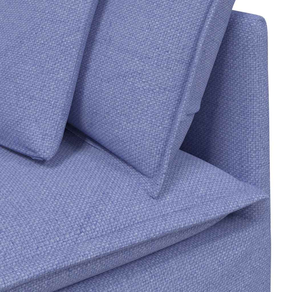 Canapé modulable avec coussins en tissu bleu denim