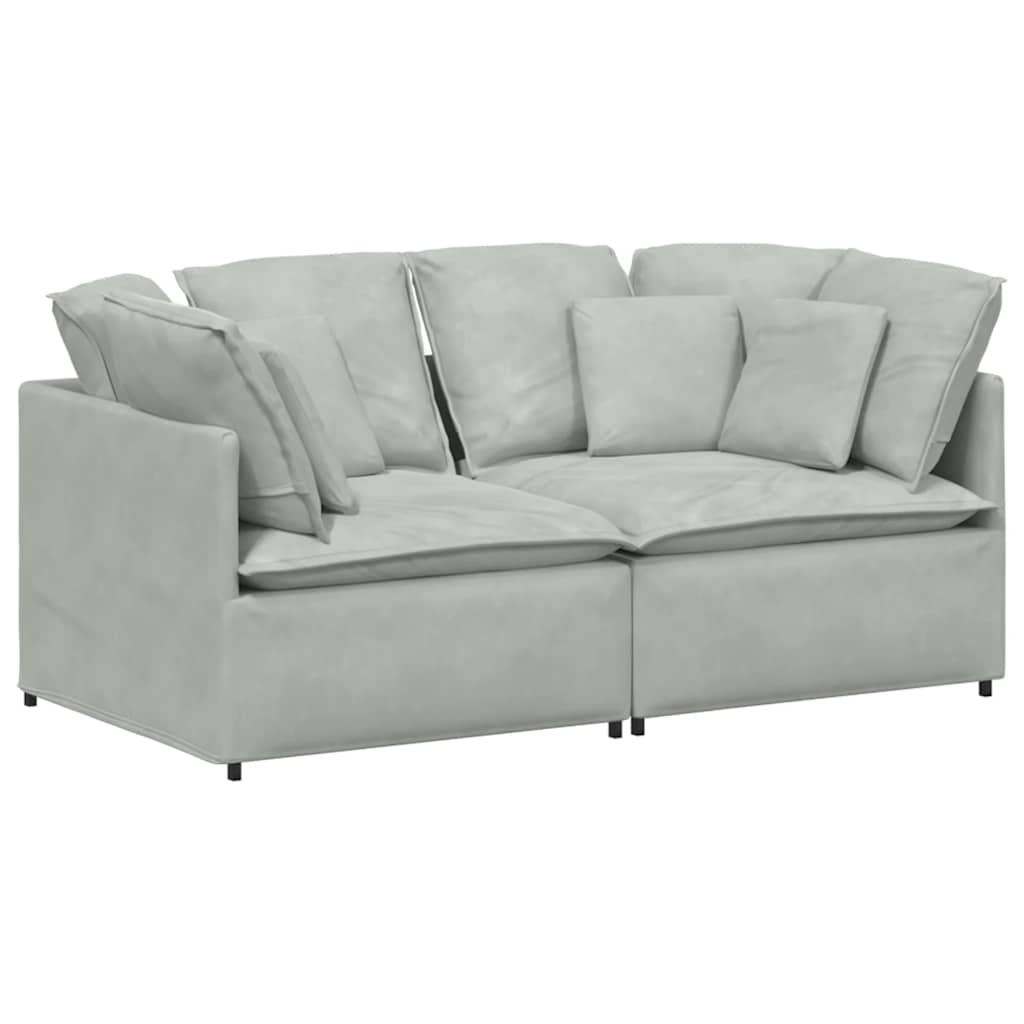 Canapé modulable avec coussins en velours gris clair