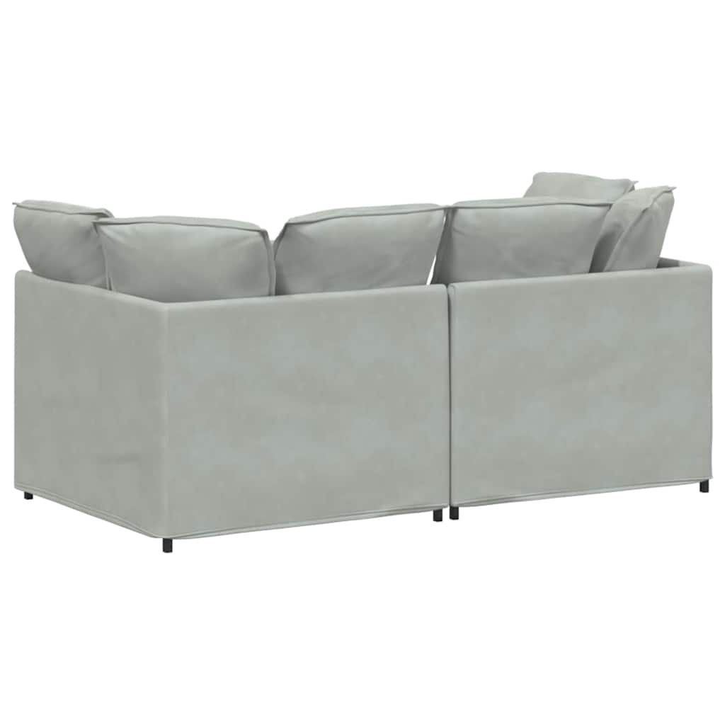 Canapé modulable avec coussins en velours gris clair