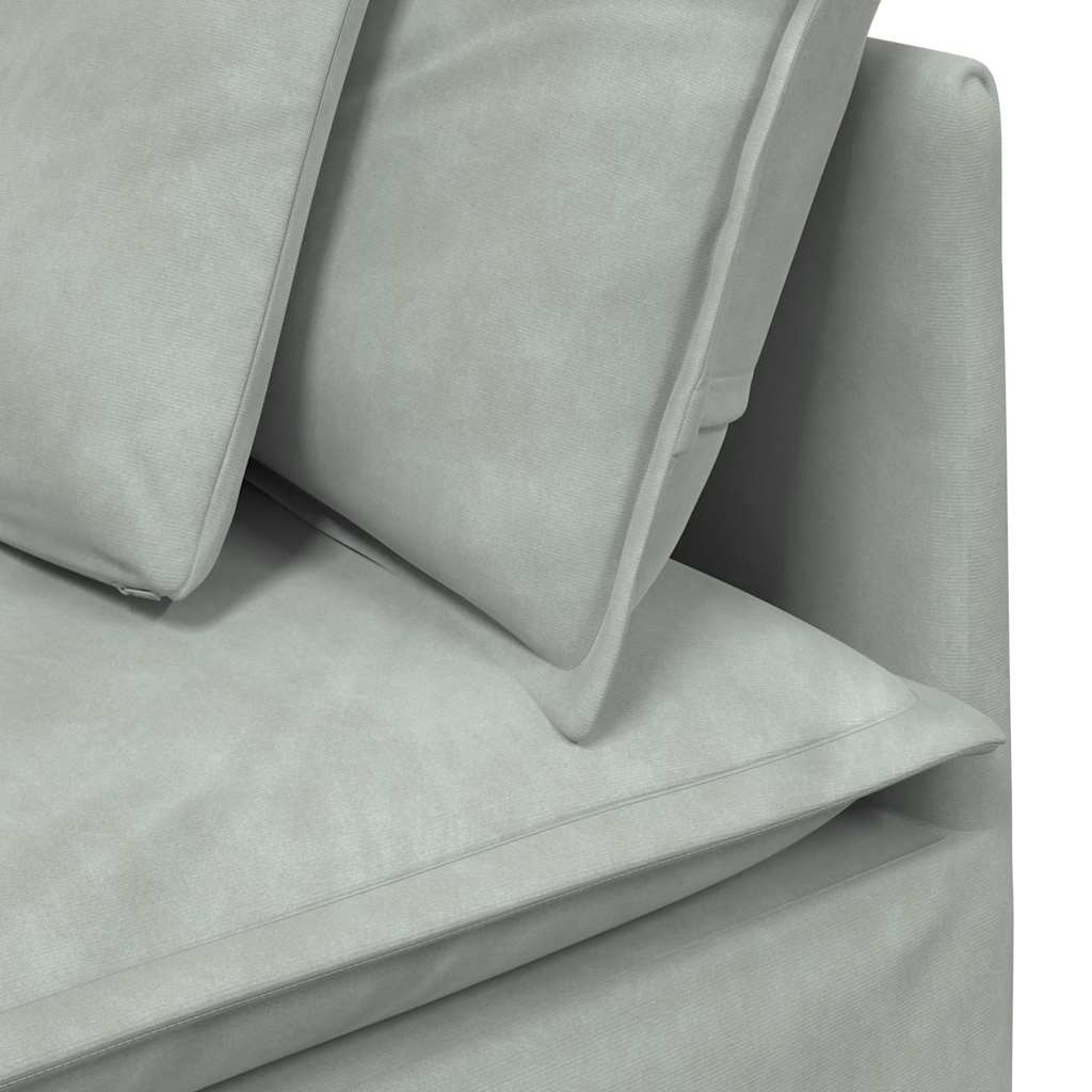 Canapé modulable avec coussins en velours gris clair