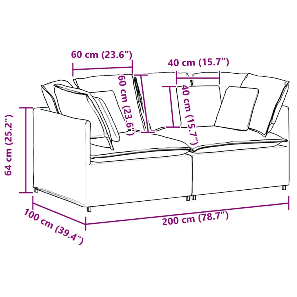 Canapé modulable avec coussins en velours gris clair