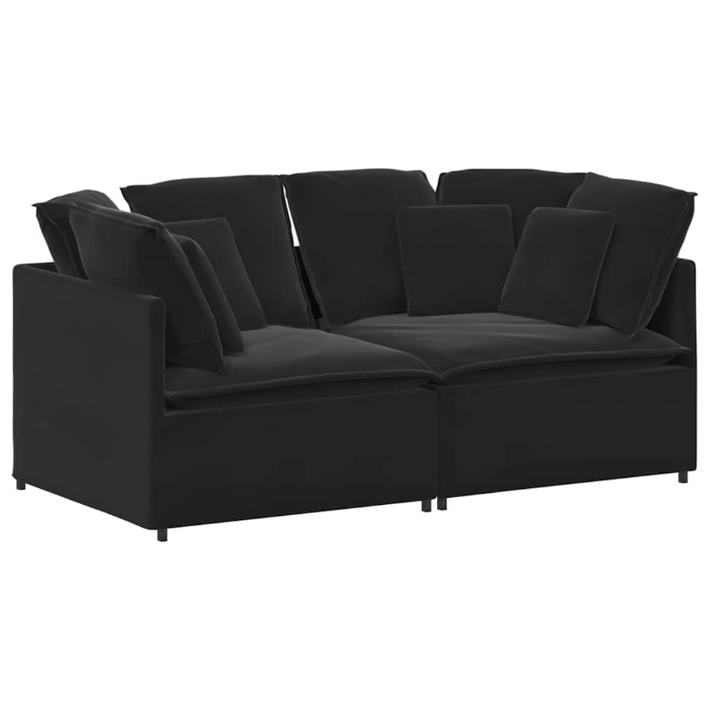 Canapé modulable avec coussins en velours noir