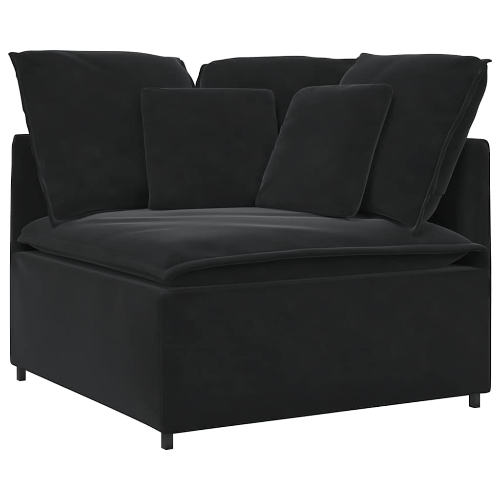 Canapé modulable avec coussins en velours noir
