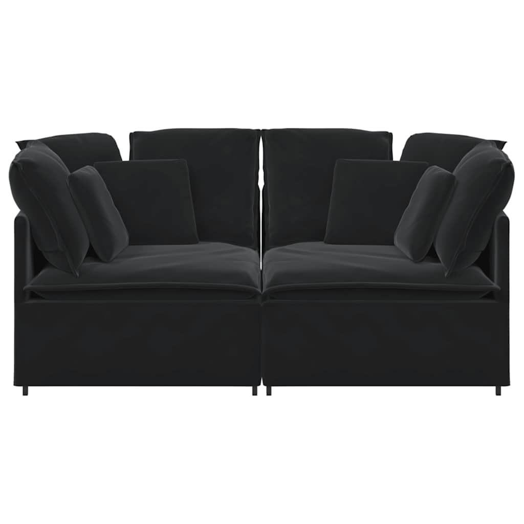 Canapé modulable avec coussins en velours noir