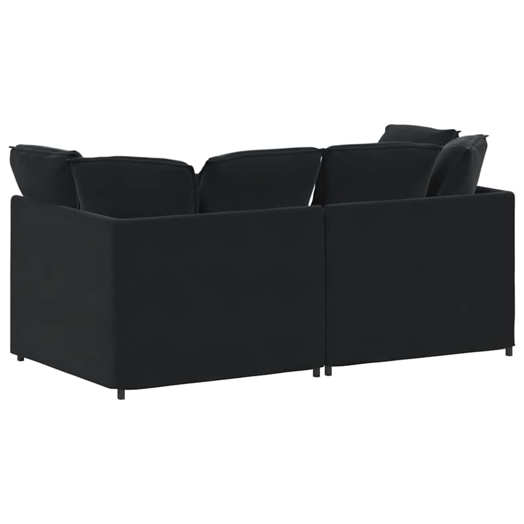Canapé modulable avec coussins en velours noir
