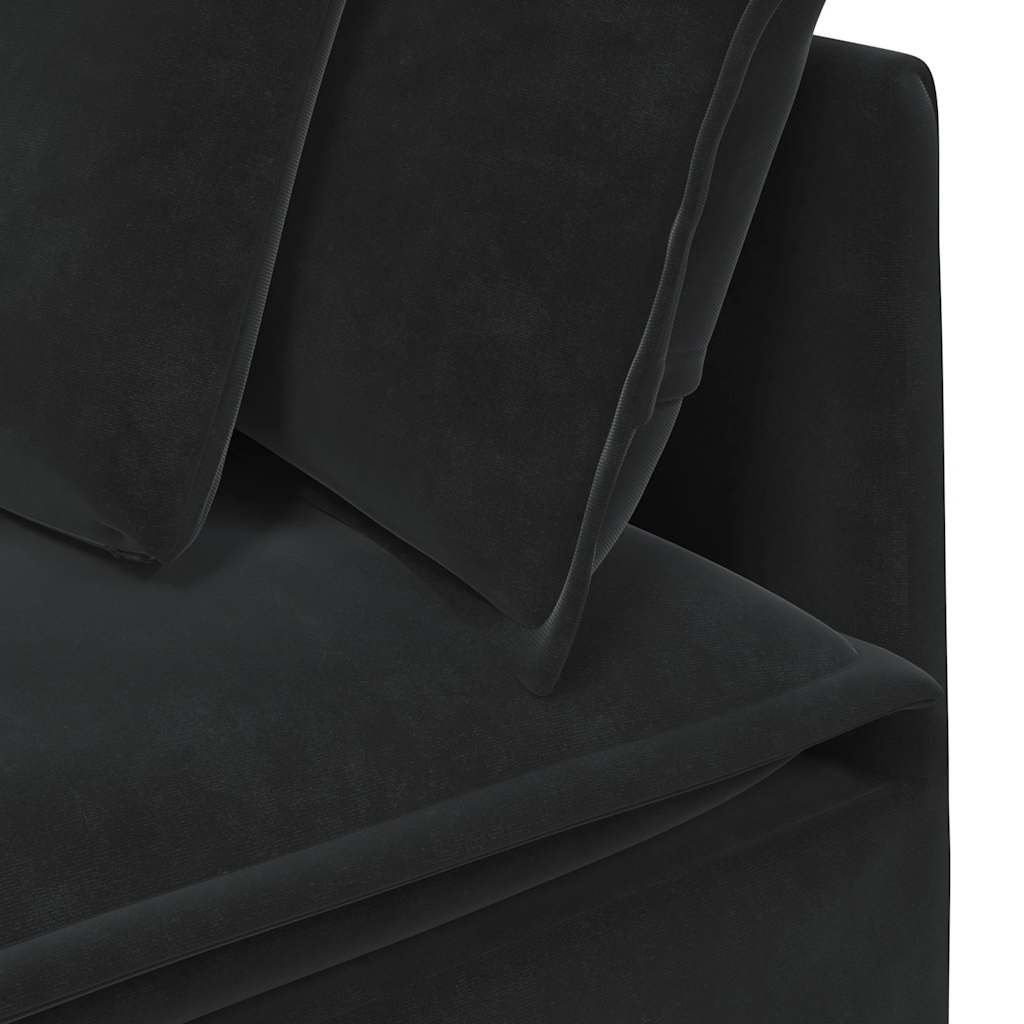 Canapé modulable avec coussins en velours noir