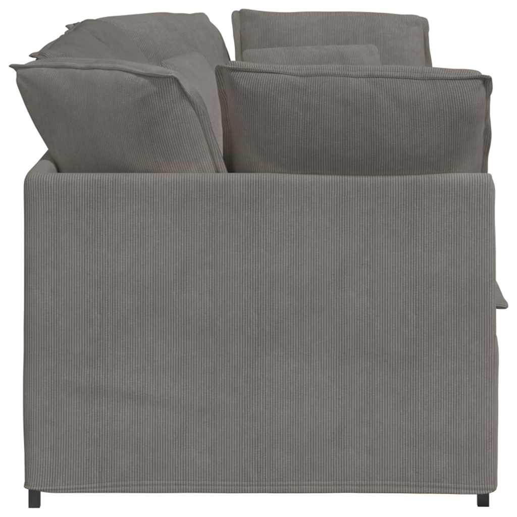 Canapé modulable avec coussins en velours côtelé gris clair