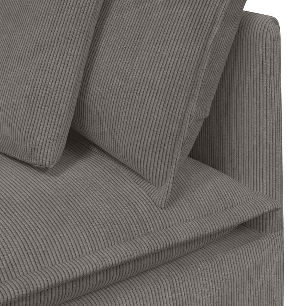 Canapé modulable avec coussins en velours côtelé gris clair