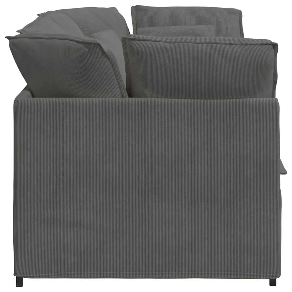 Canapé modulable avec coussins en velours côtelé gris foncé