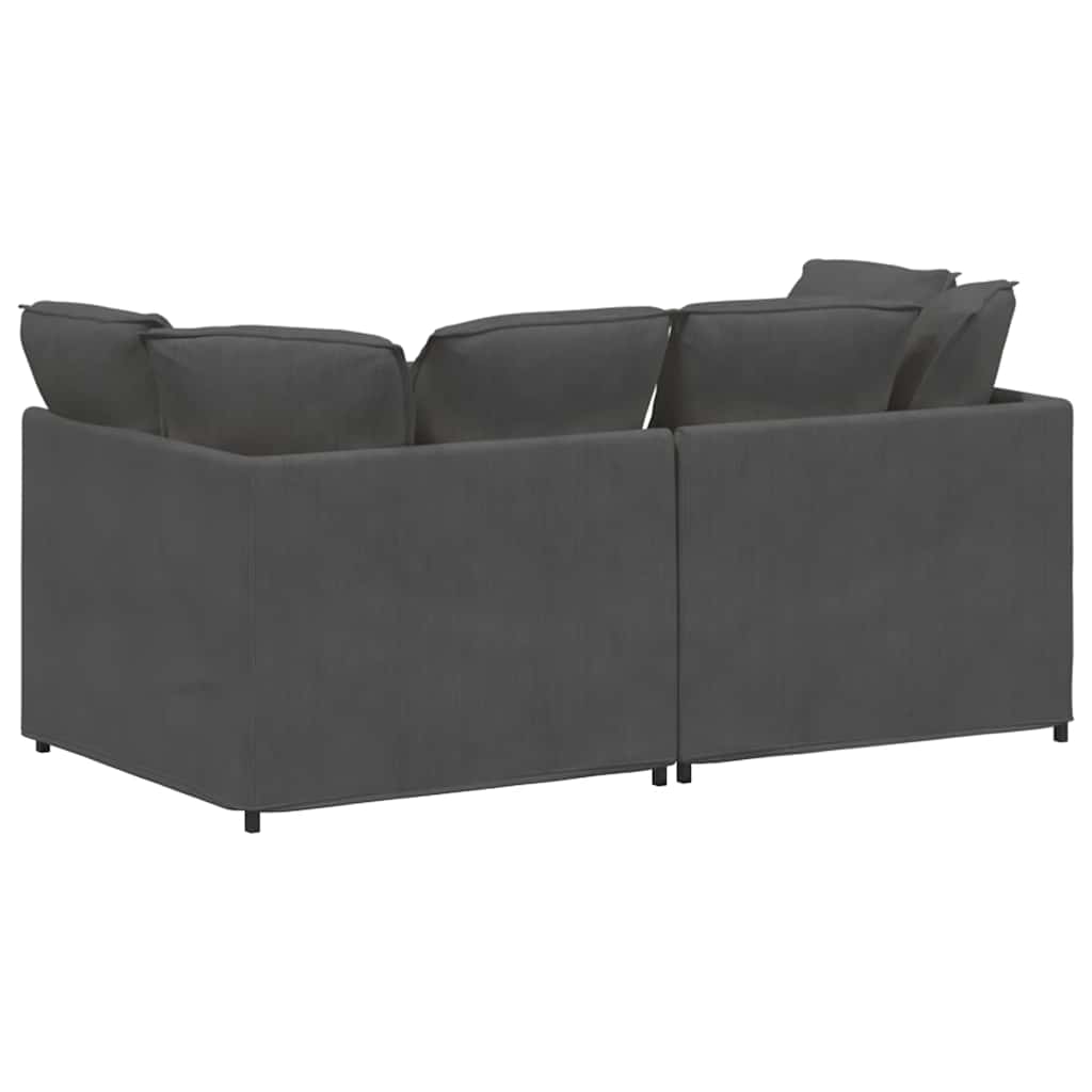 Canapé modulable avec coussins en velours côtelé gris foncé