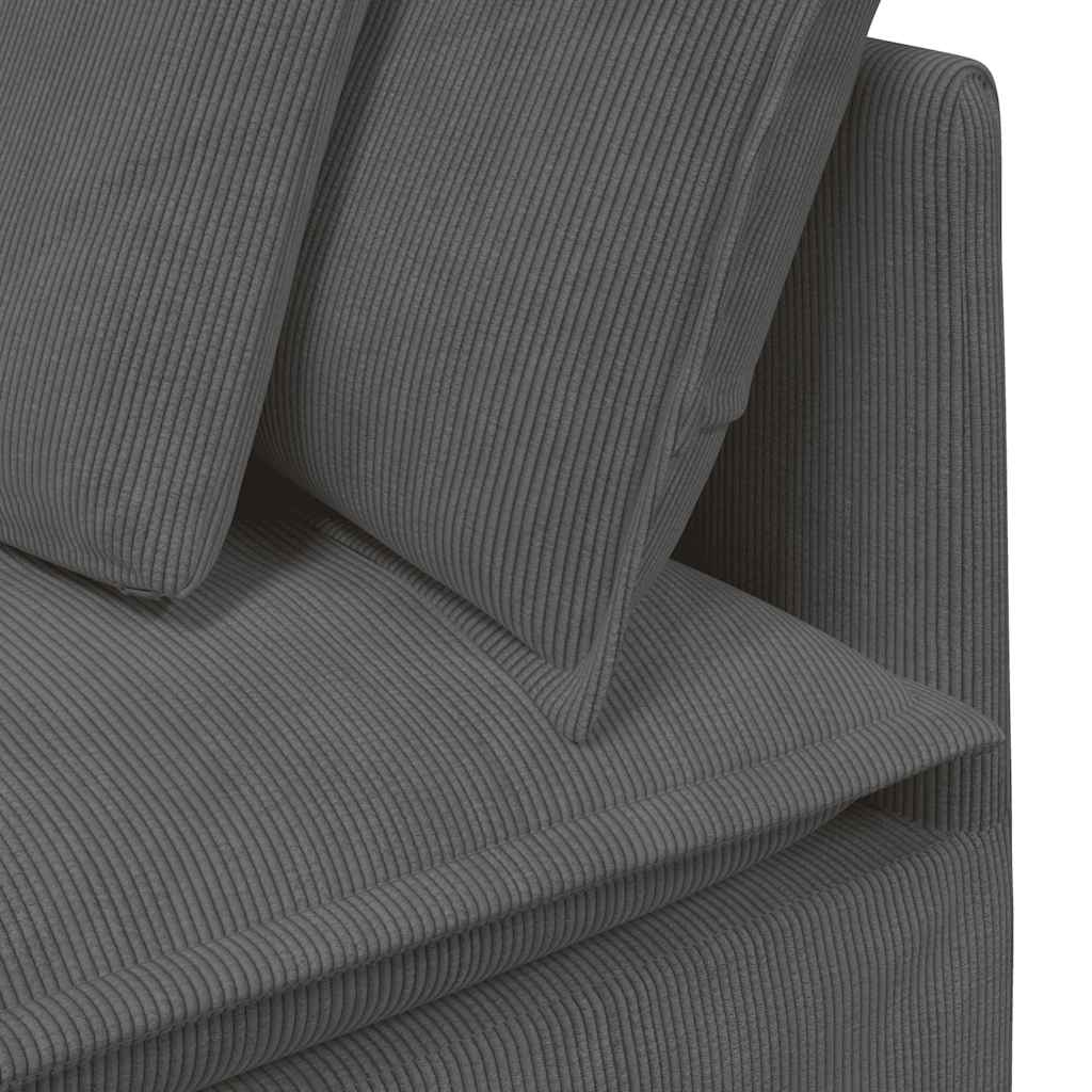 Canapé modulable avec coussins en velours côtelé gris foncé