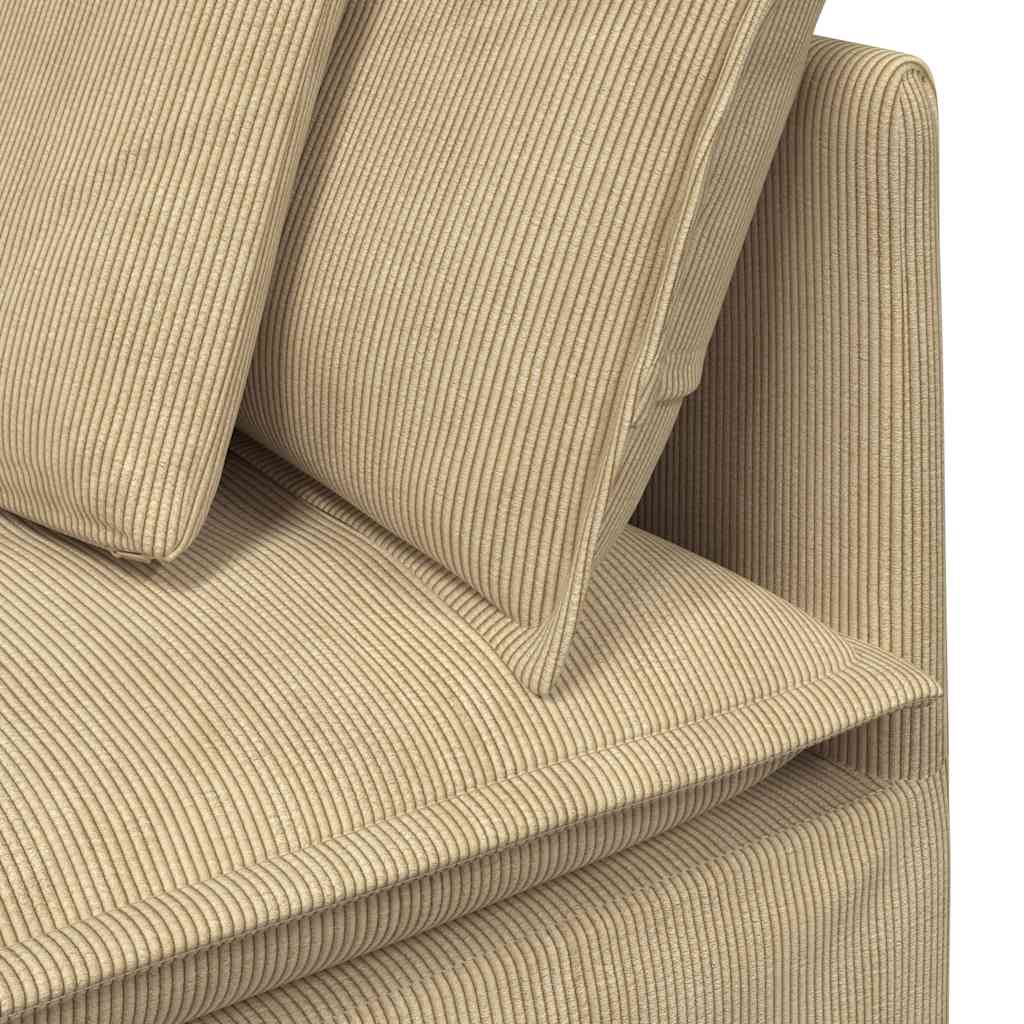 Canapé modulable avec coussins en tissu velours côtelé vert clair gris