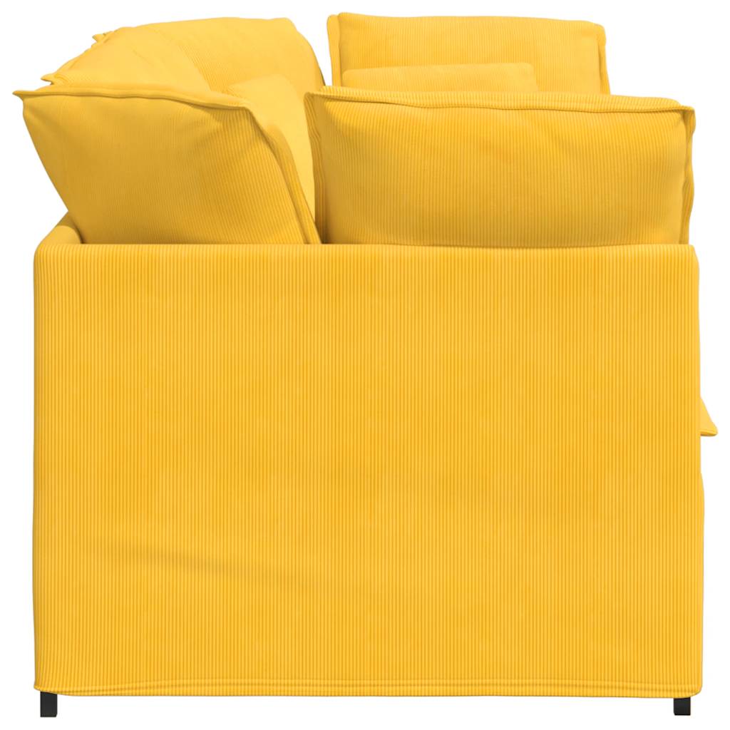 Canapé modulable avec coussins en velours côtelé jaune clair