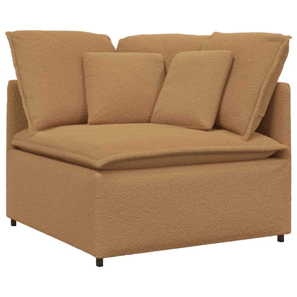 Canapé modulable avec coussins en tissu aspect laine d'agneau beige