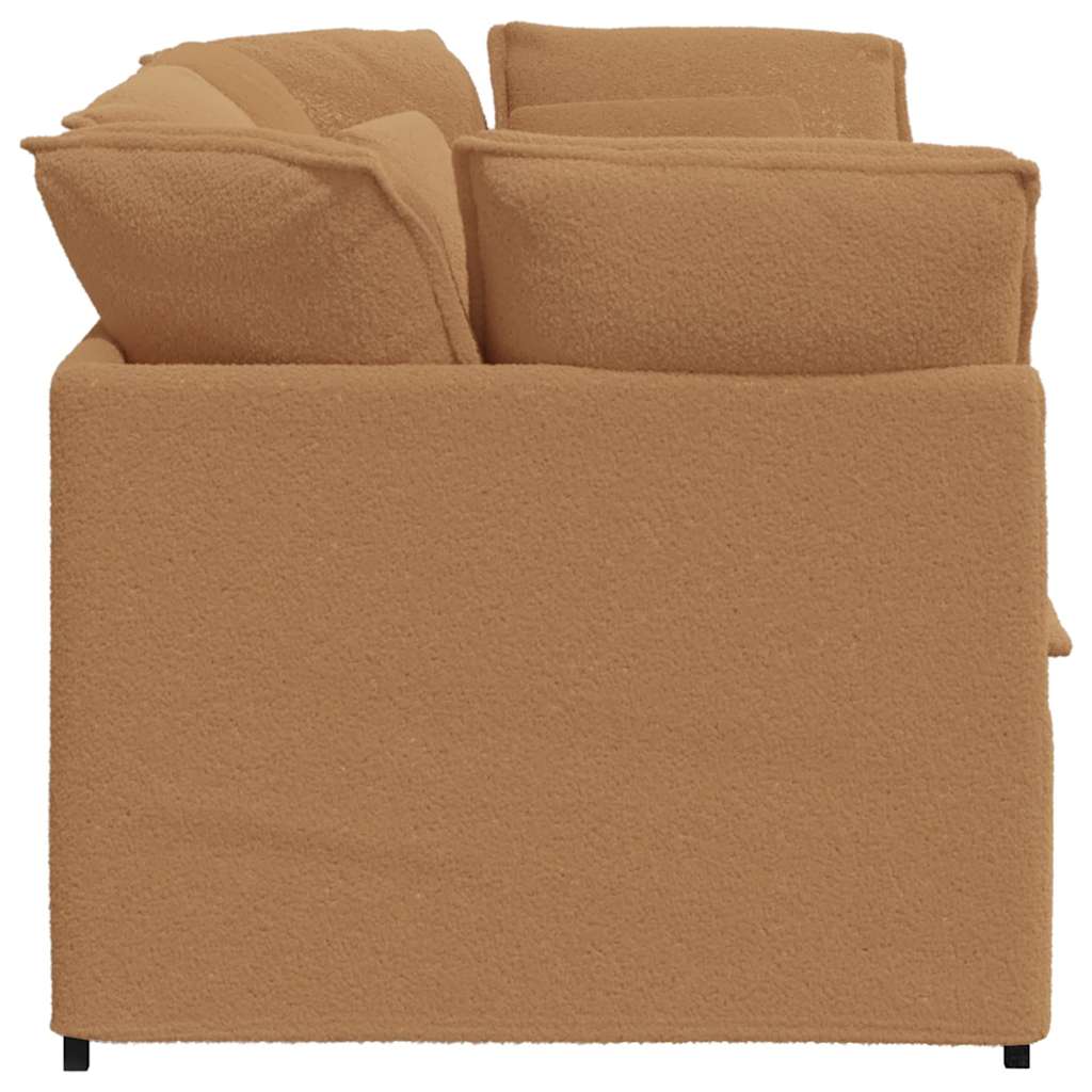 Canapé modulable avec coussins en tissu aspect laine d'agneau beige
