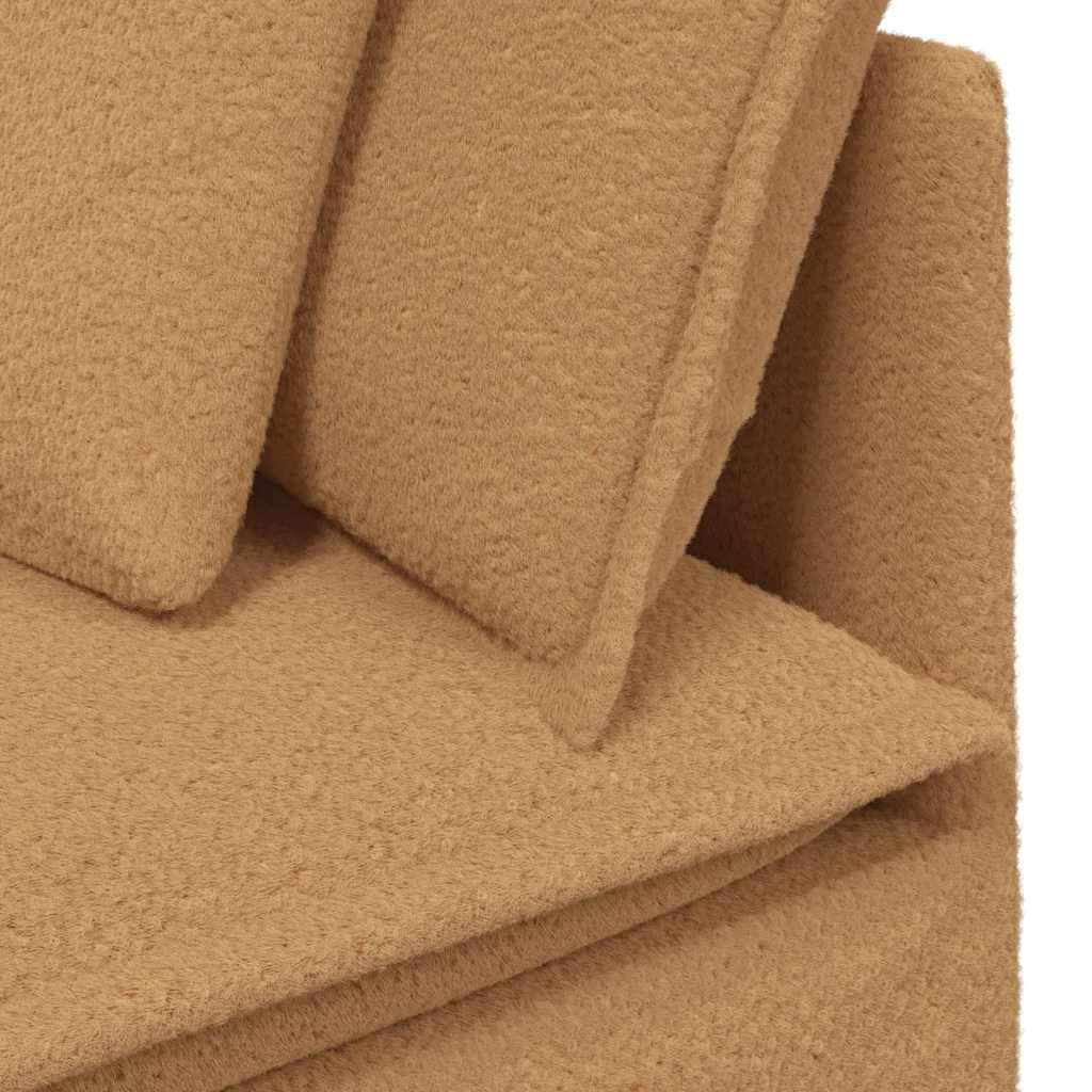 Canapé modulable avec coussins en tissu aspect laine d'agneau beige