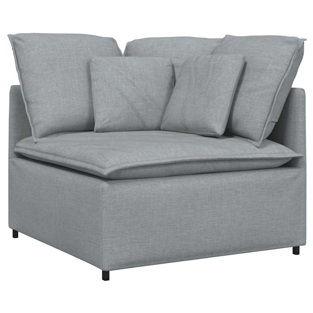 Canapé modulable avec coussins en tissu gris clair