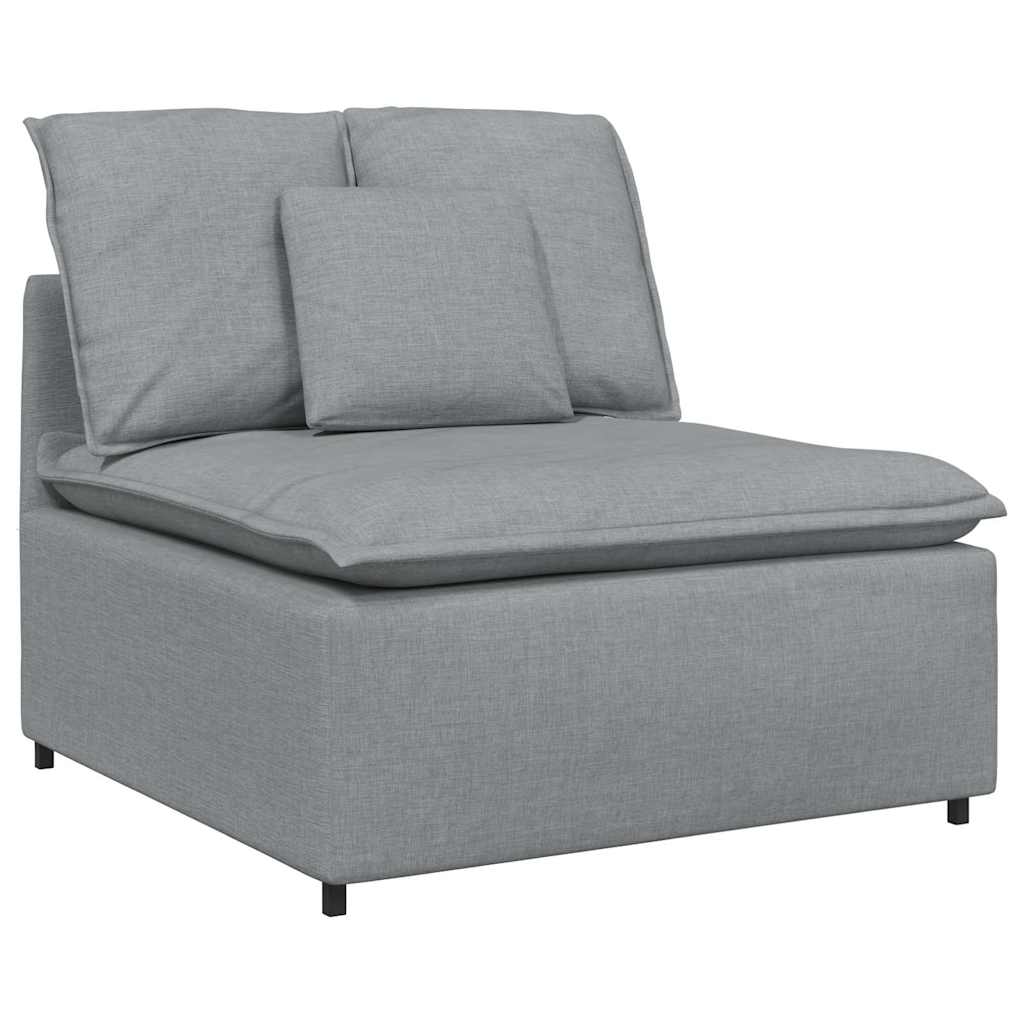 Canapé modulable avec coussins en tissu gris clair