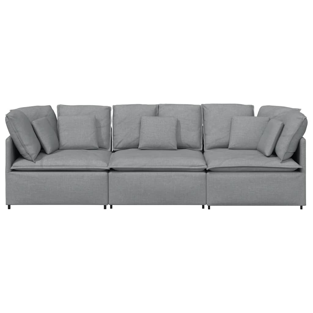Canapé modulable avec coussins en tissu gris clair