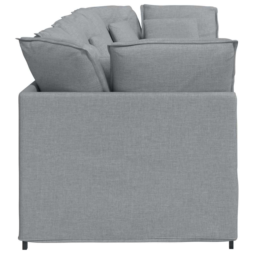 Canapé modulable avec coussins en tissu gris clair