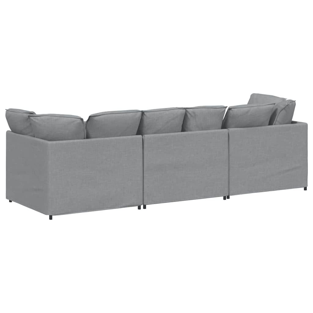 Canapé modulable avec coussins en tissu gris clair