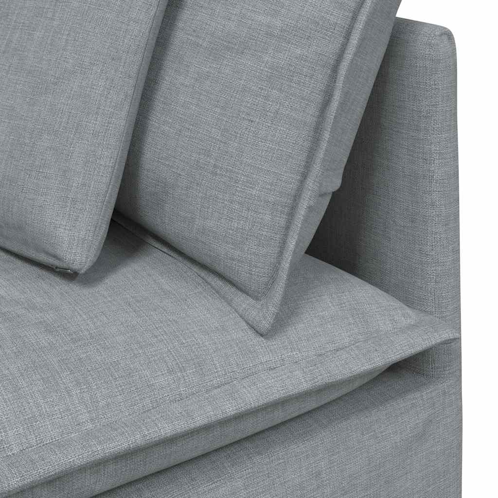 Canapé modulable avec coussins en tissu gris clair