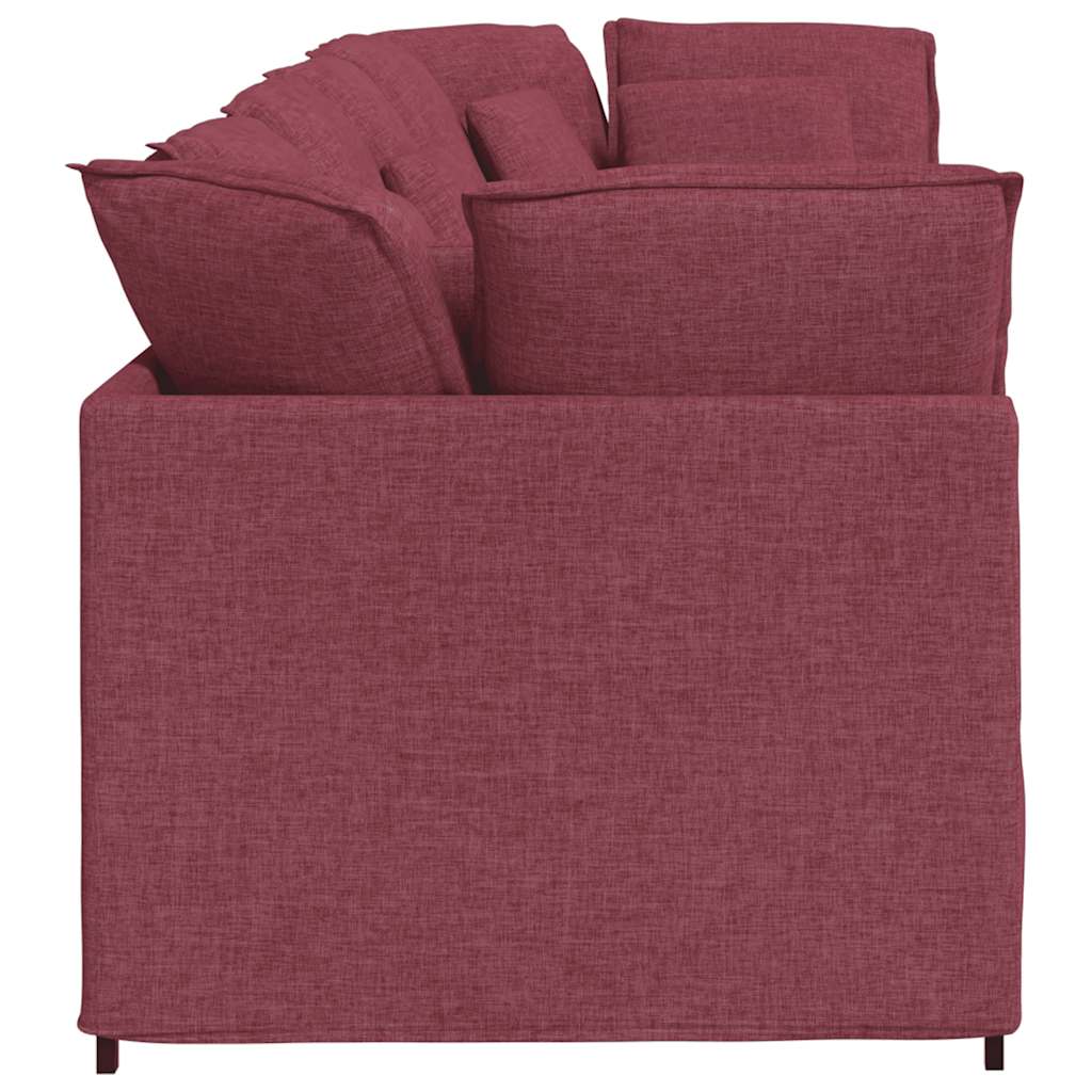 Canapé modulable avec coussins en tissu rouge vin