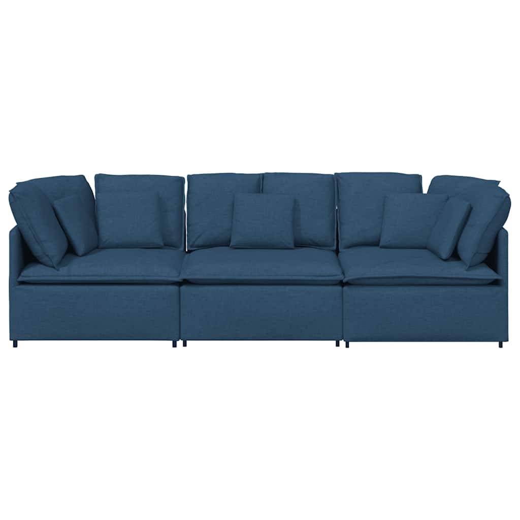 Modulares Sofa mit Kissen Stoff Blau