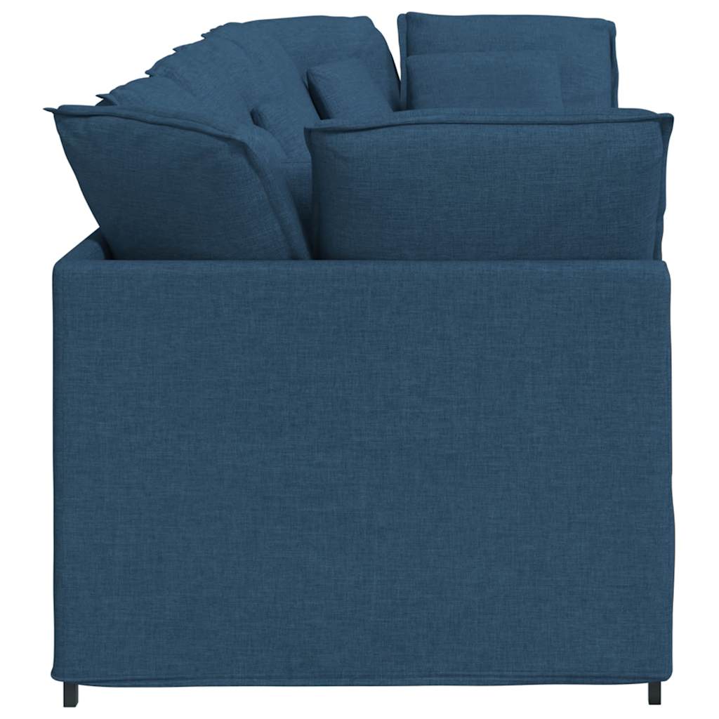 Modulares Sofa mit Kissen Stoff Blau