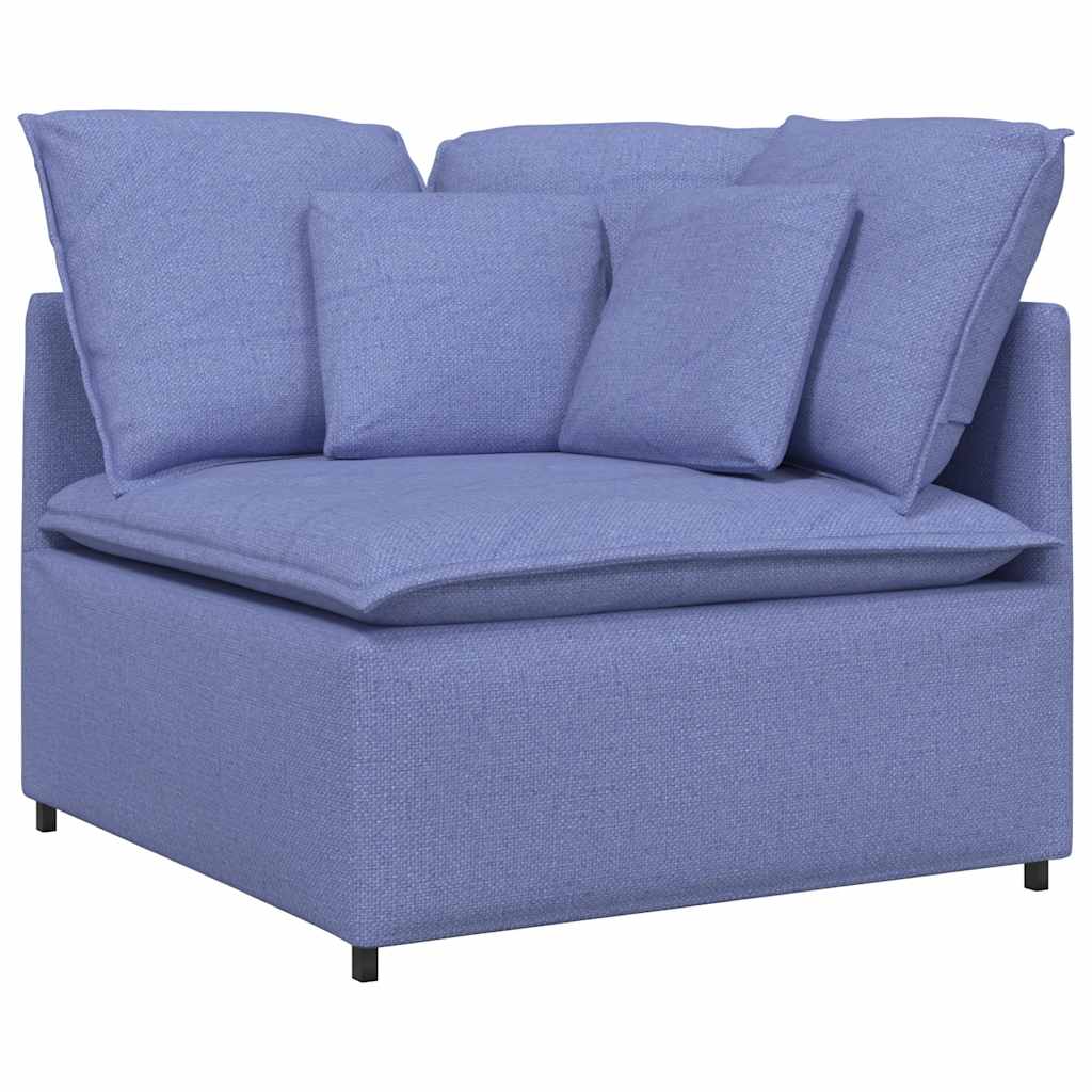 Canapé modulable avec coussins en tissu bleu denim