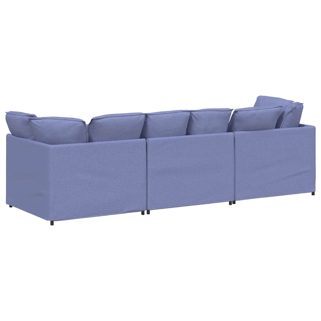 Canapé modulable avec coussins en tissu bleu denim