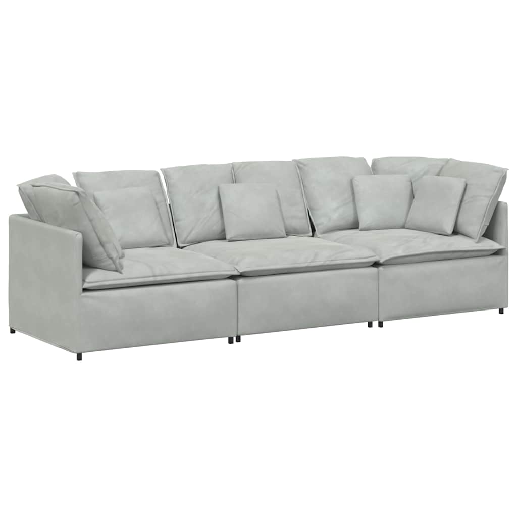 Modular sofa with cushions velvet light grey