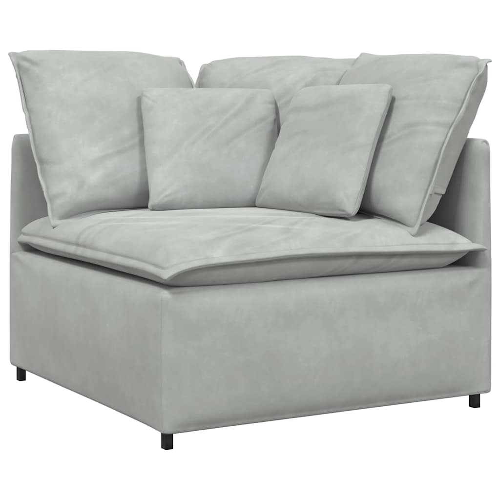 Modular sofa with cushions velvet light grey
